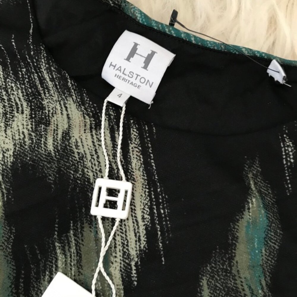 Halston Heritage Pleated Faux Wrap Cocktail Dress - Picture 8 of 9